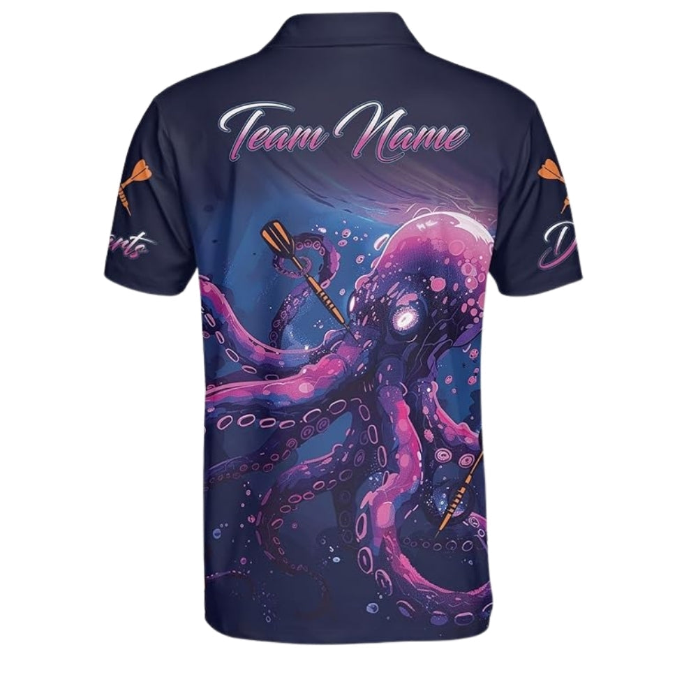 Octopus Purple Men Personalized Darts Button Polo