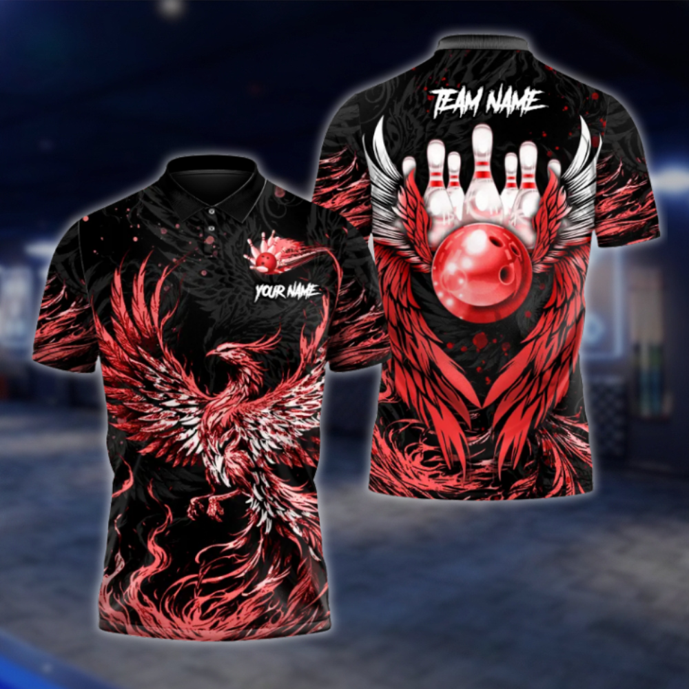 Personalized Red Phoenix Bowling Polo Shirt For Men, Custom Phoenix Bowling Shirts Team BZ0740