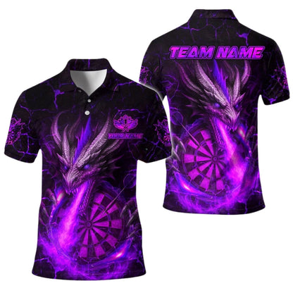 Dragon Flame Men's Personalized Darts Button Polo