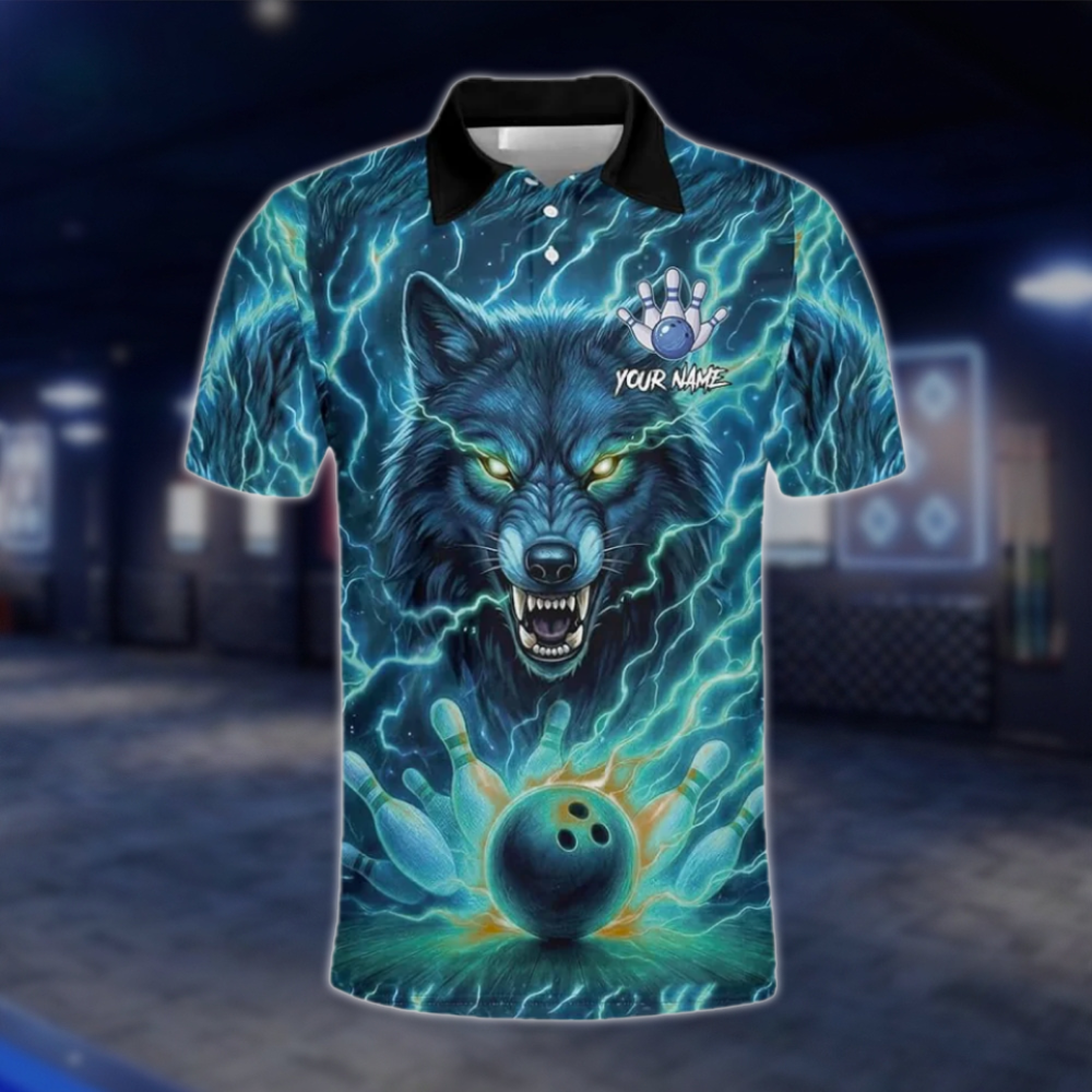 Personalized Wolf Thunder Bowling Mens Polo Shirt, Custom Team Wolf Bowling Shirt BZ0772