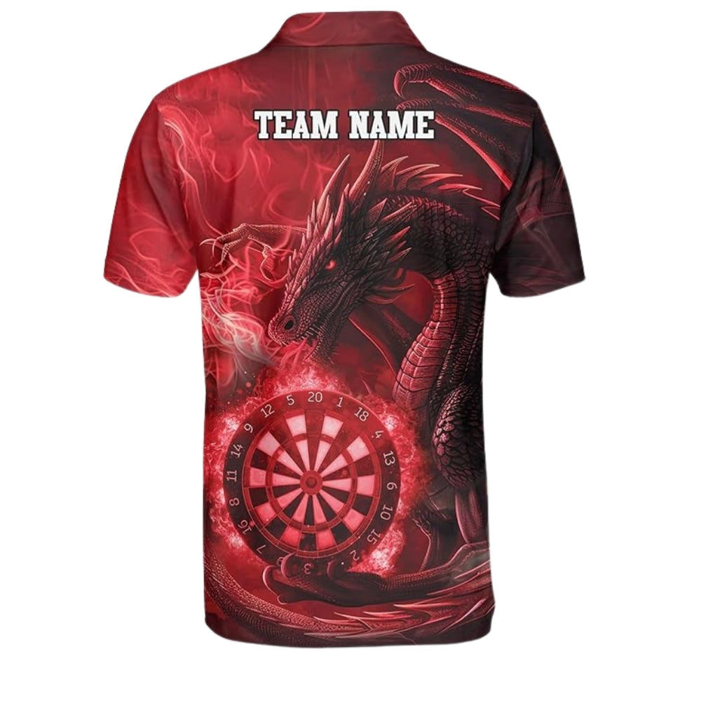 Red Dragon Mens Personalized Darts Button Polo