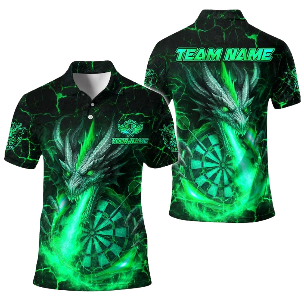 Dragon Flame Men's Personalized Darts Button Polo