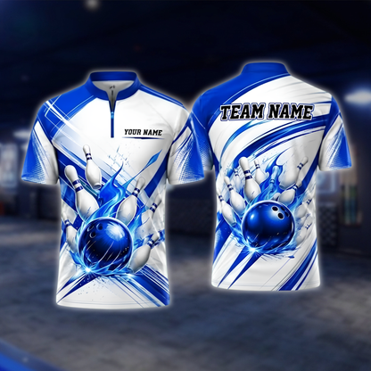 Personalized Flaming Ball Bowling Jersey Mens, Custom Flame Bowling Shirt For Team BZ0924
