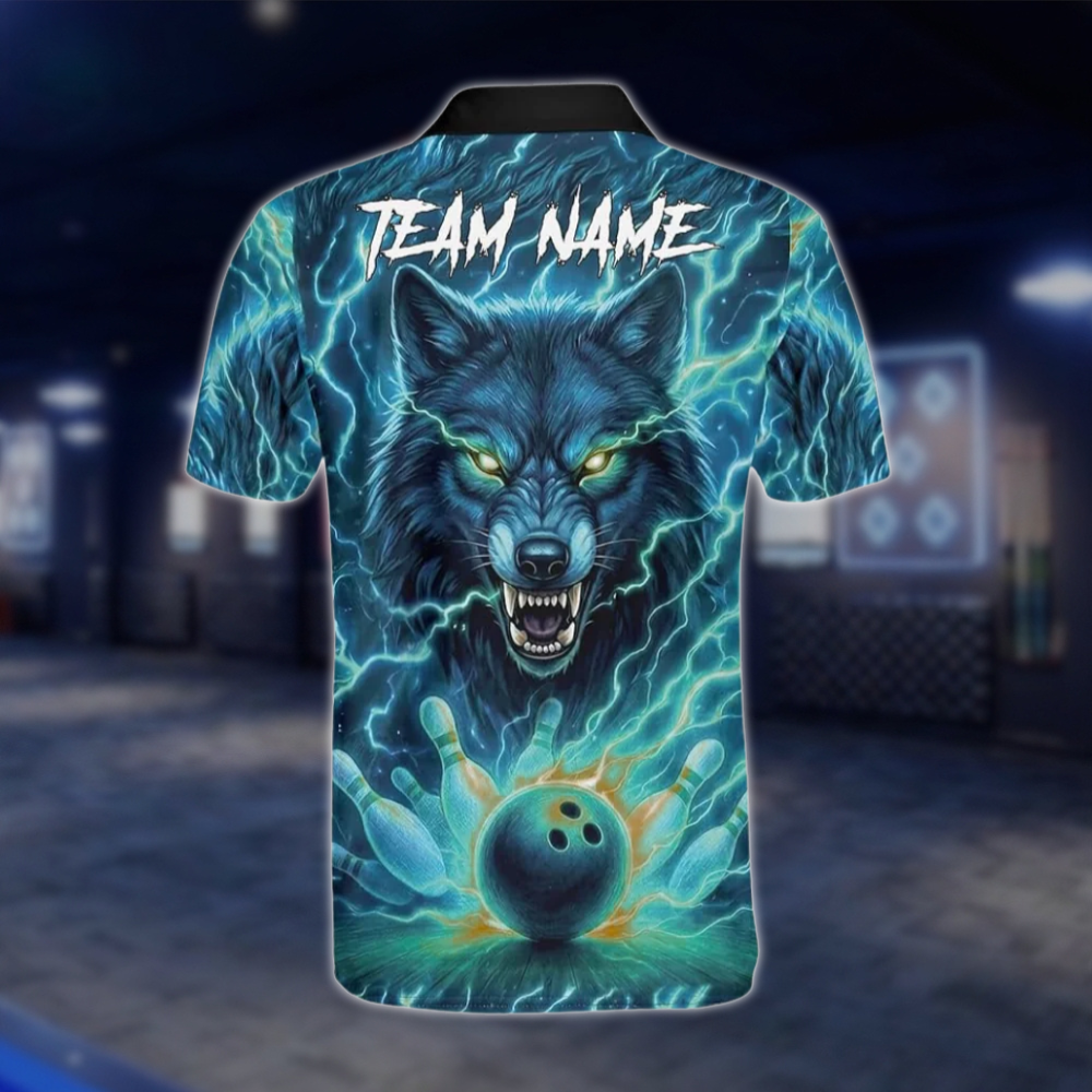 Personalized Wolf Thunder Bowling Mens Polo Shirt, Custom Team Wolf Bowling Shirt BZ0772