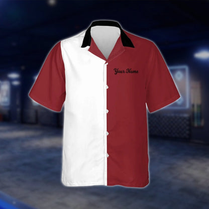 Custom Vintage Maroon White Bowling Hawaiian Shirt Men Women, Custom Team Vintage Bowling Shirts BZ0020