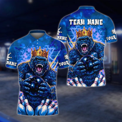Custom King Gorilla Purple Bowling Polo Shirt For Mens, Custom Team Gorilla Bowling Shirts BE0187