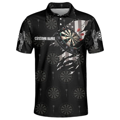 Aim Shoot Swear Repeat Mens Personalized Darts Button Polo