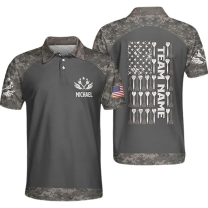 Camo USA Flag for Mens Personalized Darts Button Polo