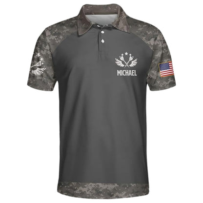 Camo USA Flag for Mens Personalized Darts Button Polo