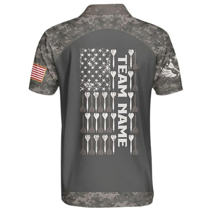 Camo USA Flag for Mens Personalized Darts Button Polo