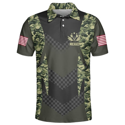 Aim Shoot Swear Repeat Camouflage Men's Personalized Darts Button Polo