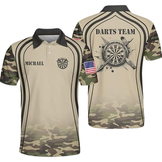 Camouflage for Mens Personalized Darts Button Polo