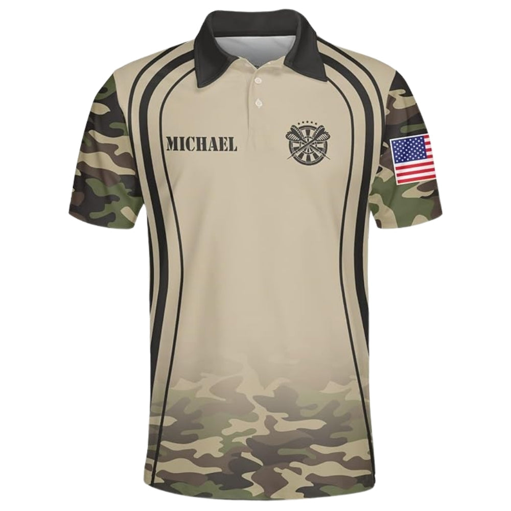 Camouflage for Mens Personalized Darts Button Polo