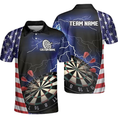USA Flag Thunder for Mens Personalized Darts Button Polo