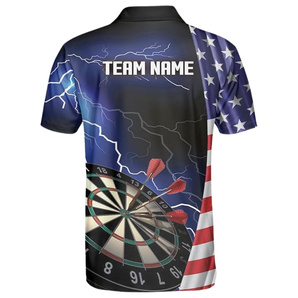 USA Flag Thunder for Mens Personalized Darts Button Polo