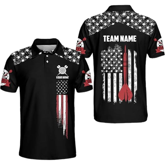 USA Flag Personalized Darts Button Polo