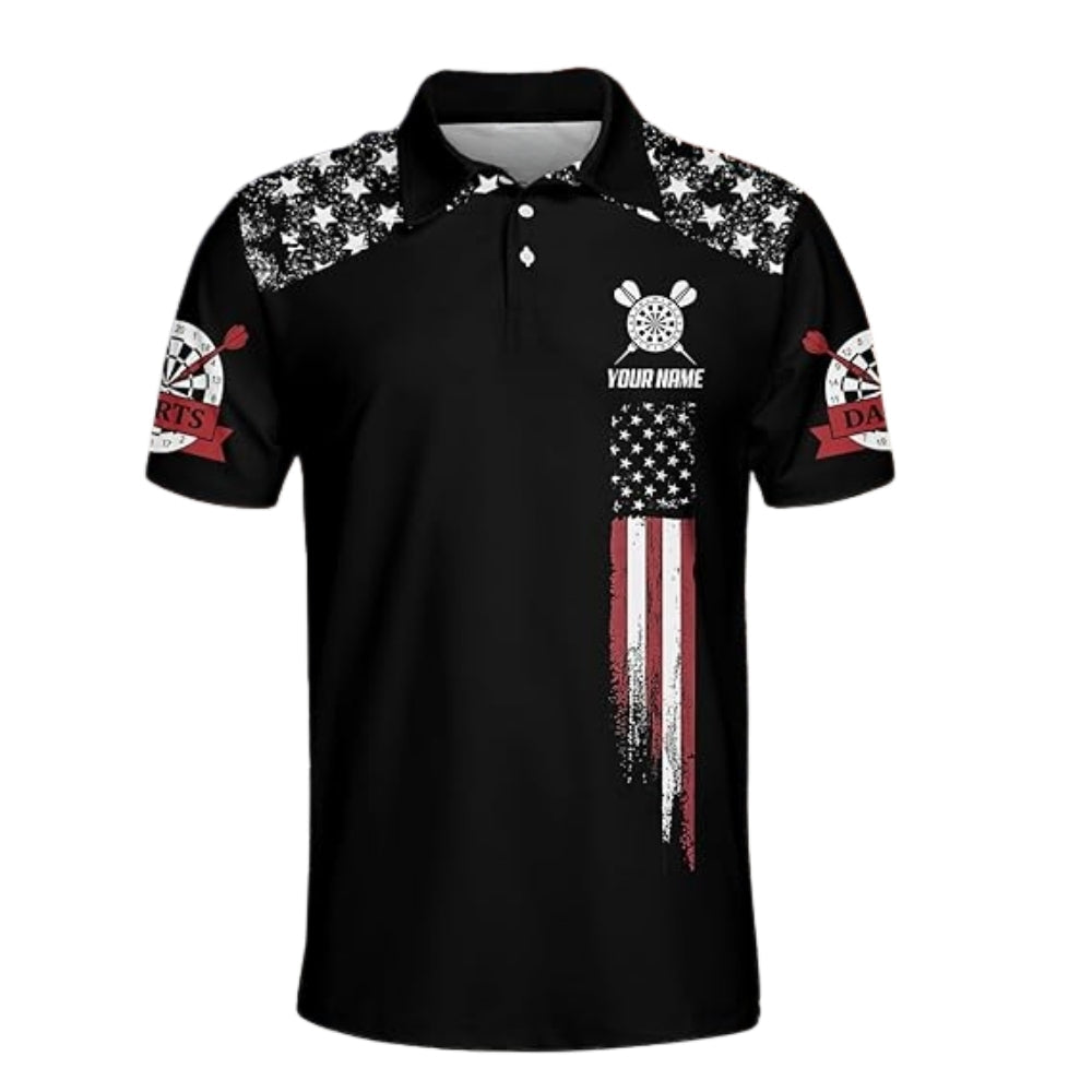 USA Flag Personalized Darts Button Polo