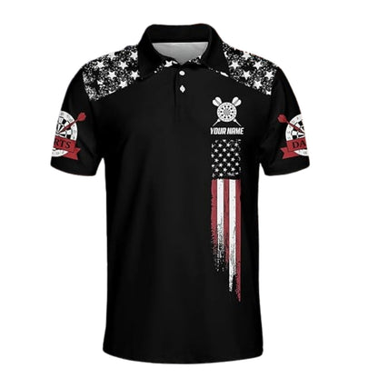 USA Flag Personalized Darts Button Polo