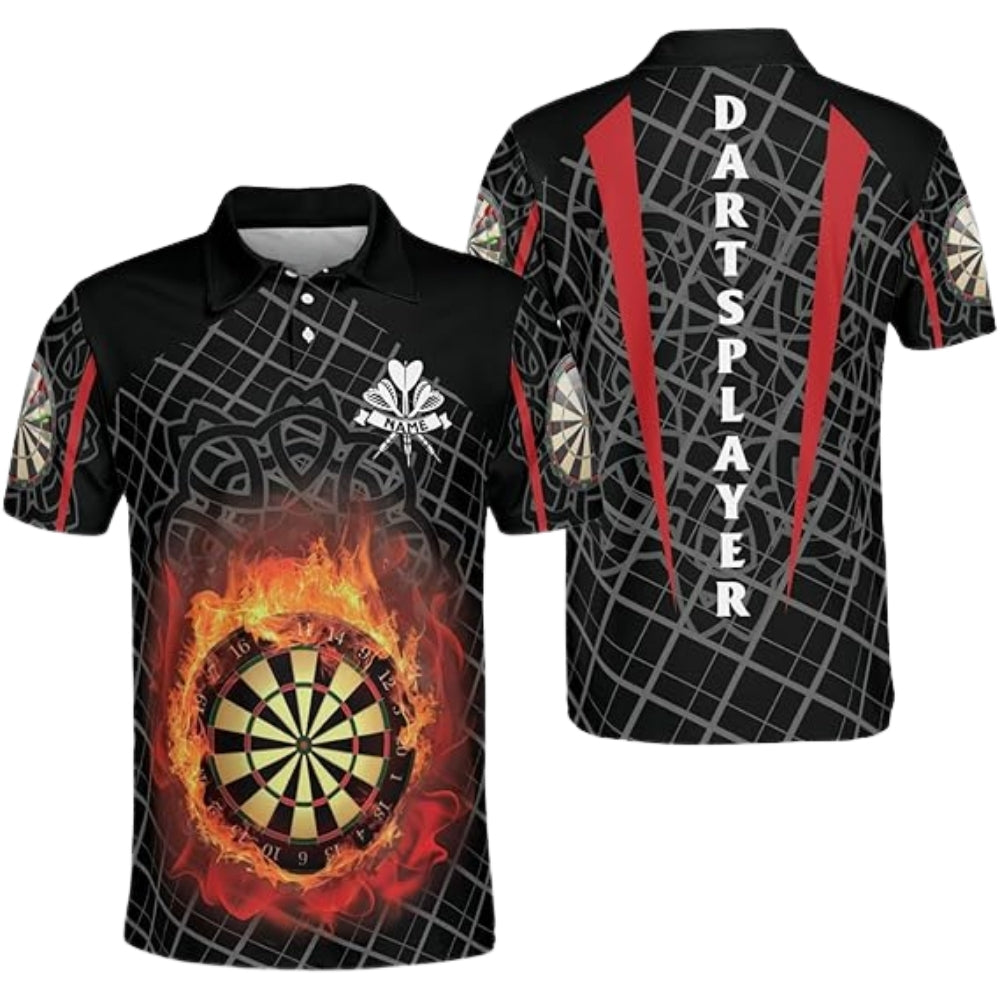 Flame Mens Personalized Darts Button Polo