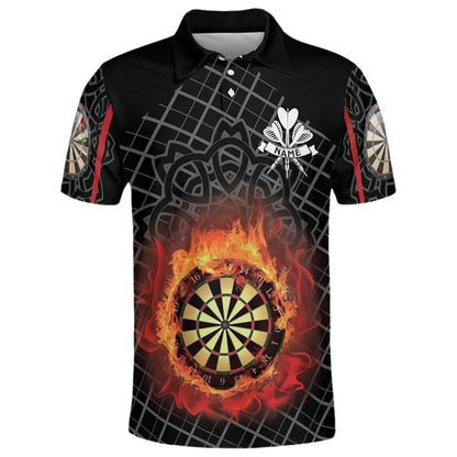 Flame Mens Personalized Darts Button Polo
