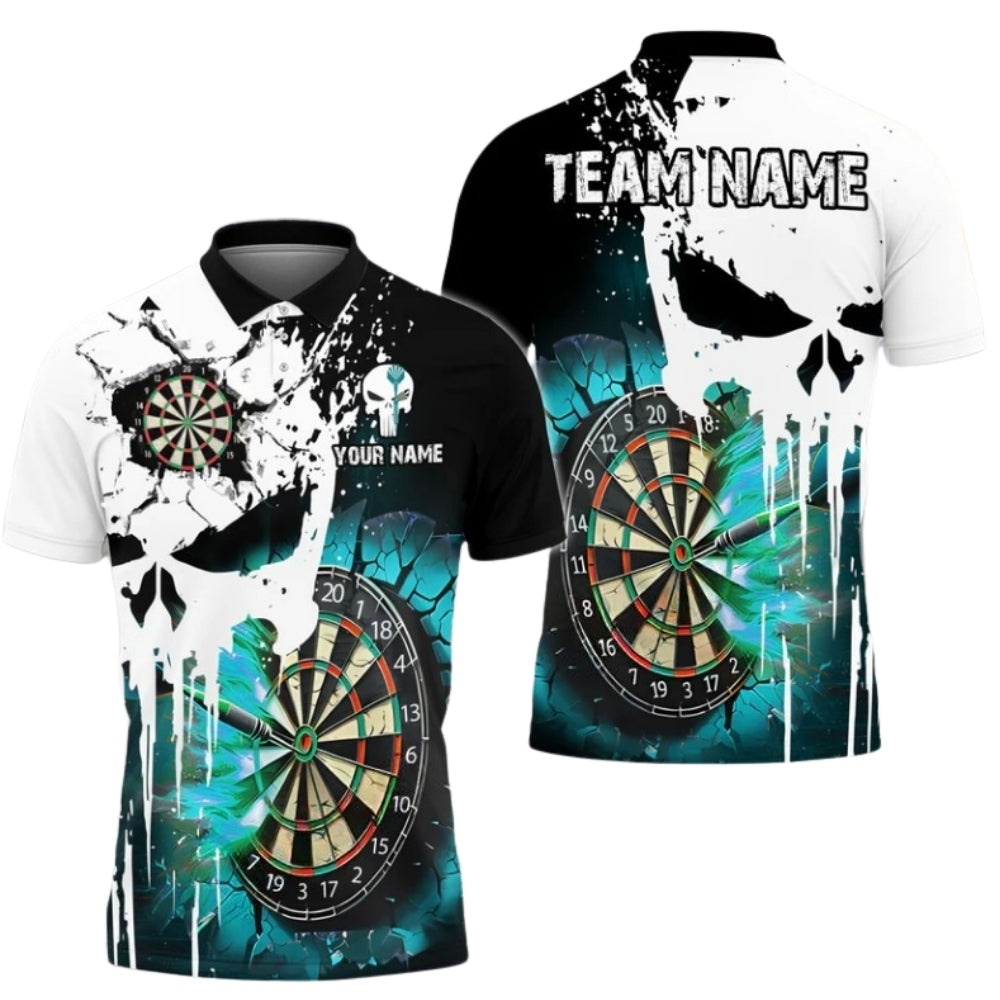 Skull Personalized Darts Button Polo — Design 05