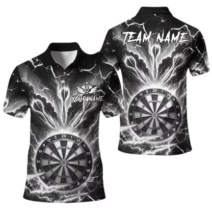 Cyan Thunder Lightning for Mens Personalized Darts Button Polo