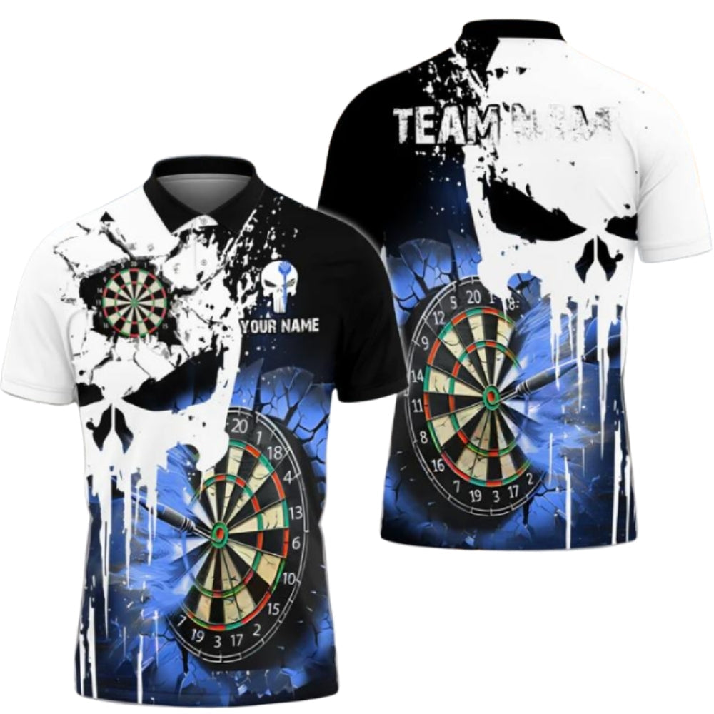 Skull Personalized Darts Button Polo — Design 05