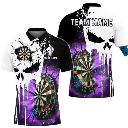 Skull Personalized Darts Button Polo — Design 05