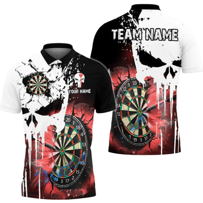 Skull Personalized Darts Button Polo — Design 05