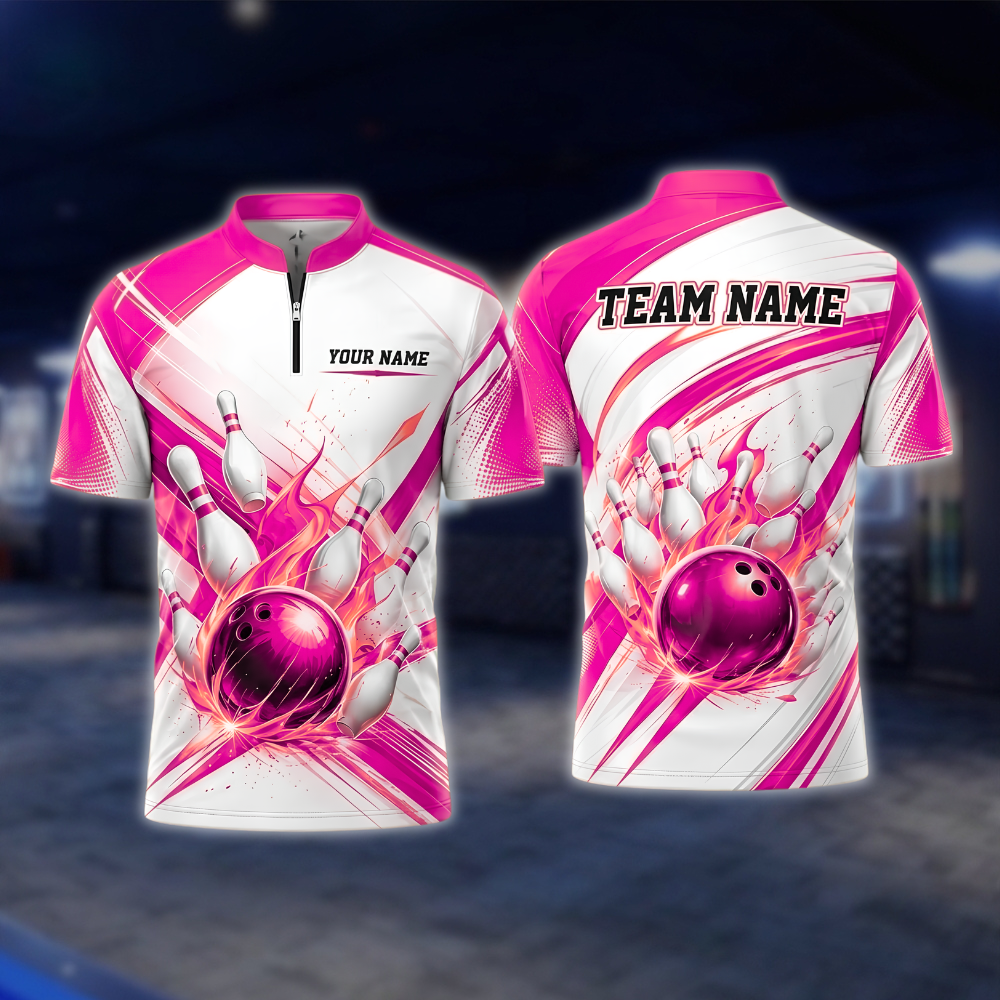 Personalized Flaming Ball Bowling Jersey Mens, Custom Flame Bowling Shirt For Team BZ0924
