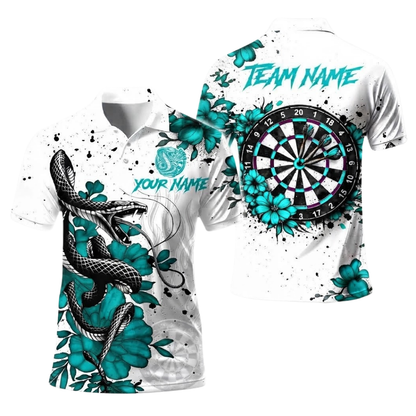 Snake Flower Mens Personalized Darts Button Polo