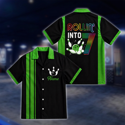 Personalized Rollin Into Birthday Bowling Hawaiian Shirt, Custom Bowling Shirts For Birthday BE0246