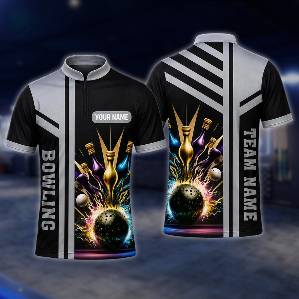 Personalized Team Bowling Jersey For Men, Custom Bowling Shirt BE0245