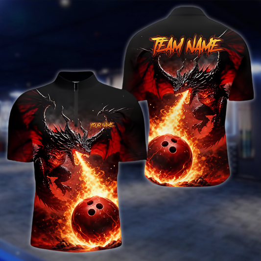 Personalized Fire Dragon Bowling Mens Jersey, Custom Dragon Bowling Team Shirt BZ0908