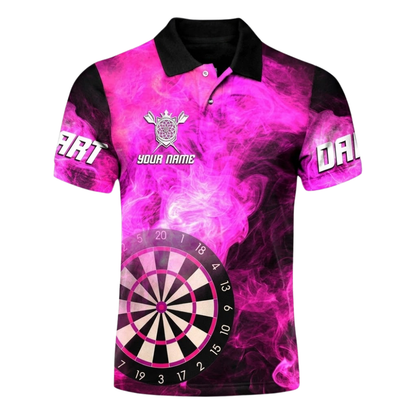Arrow Swings Black Pink Men Personalized Darts Button Polo