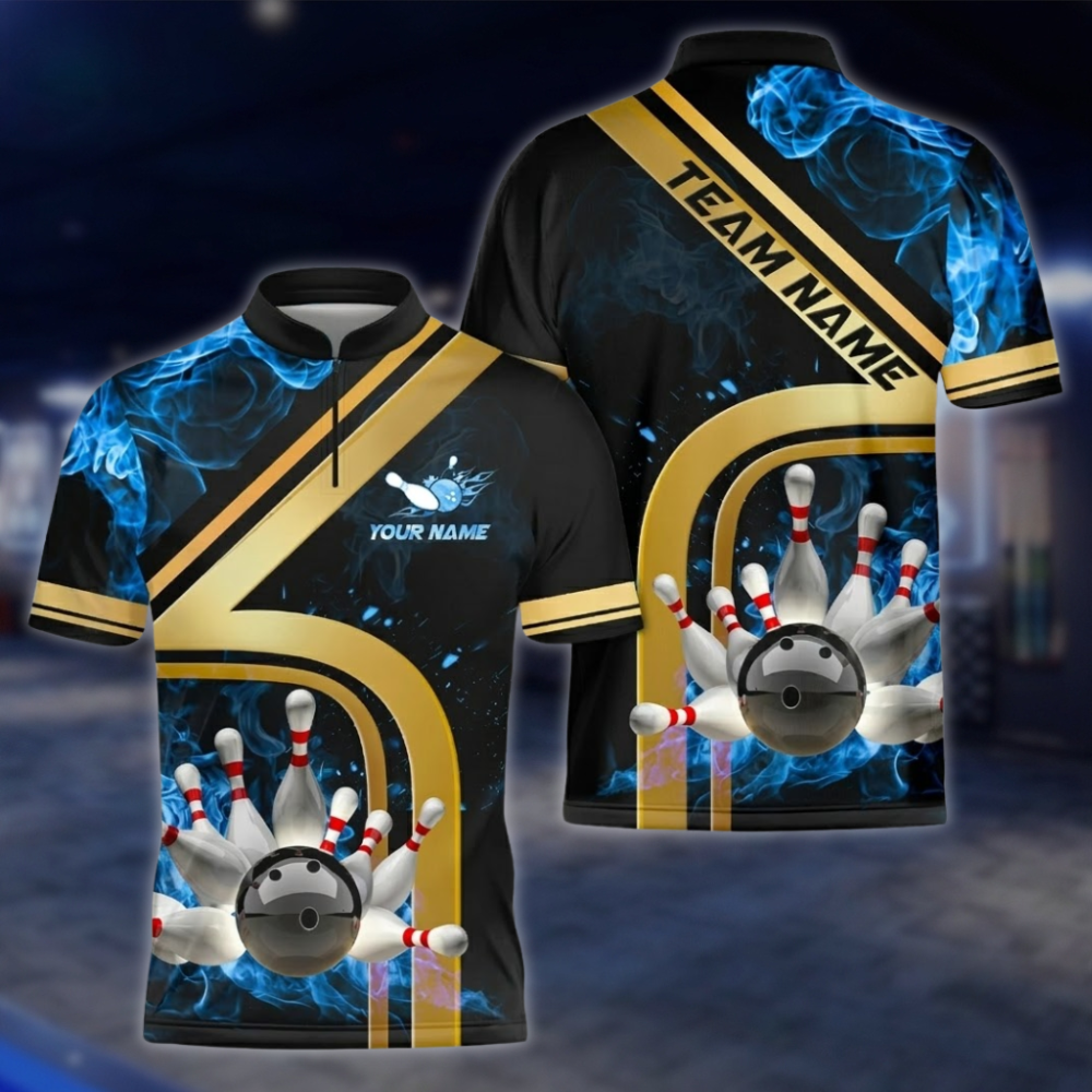 Personalized Flame Bowling Jersey For Men, Custom Flame Bowling Team Shirt BZ0864