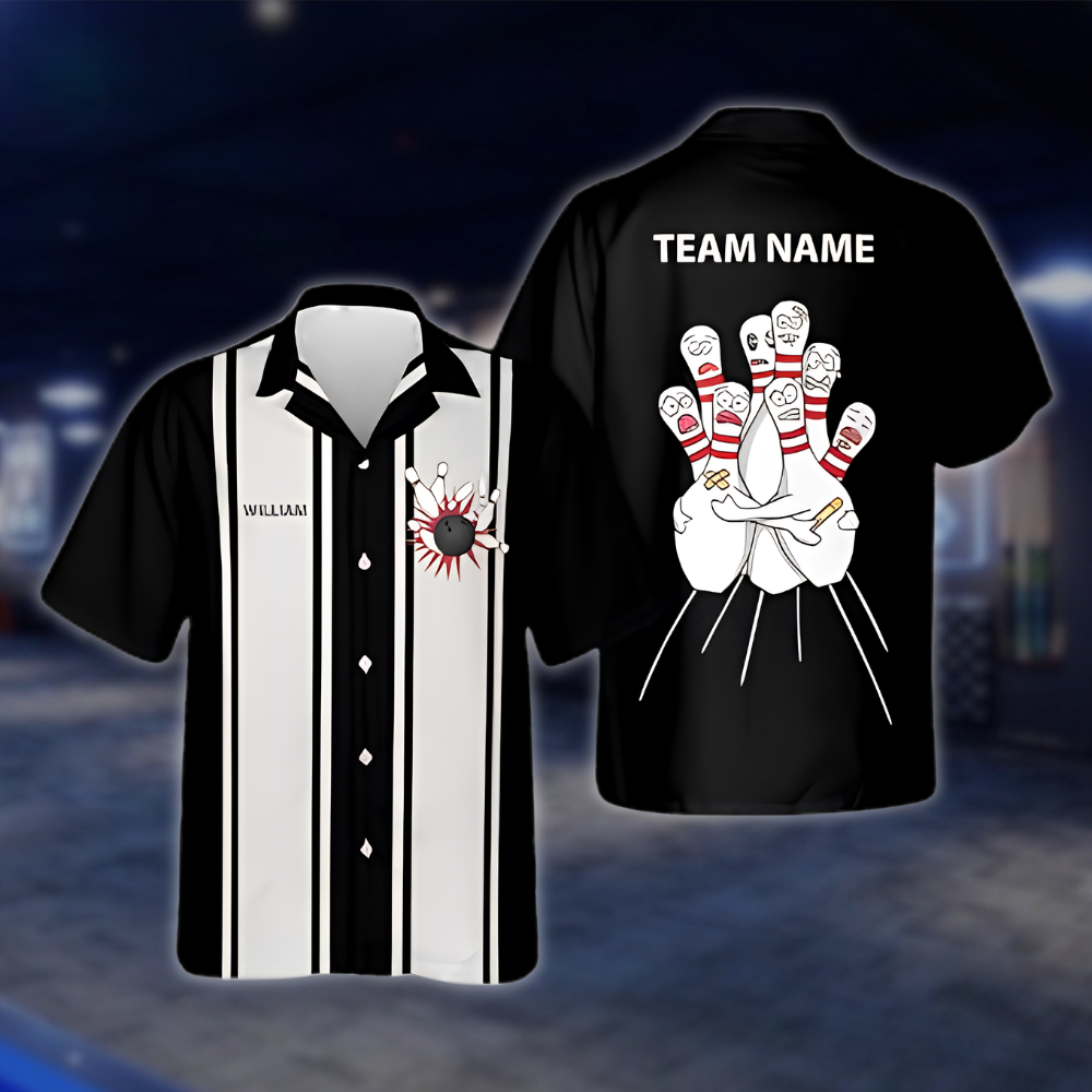 Personalized Scary Pins Bowling Mens Hawaiian Shirt, Custom Team Bowling Shirts BZ0860