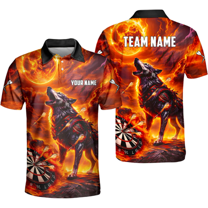 Wolf Mens Personalized Darts Button Polo