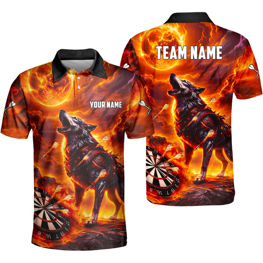 Wolf Mens Personalized Darts Button Polo
