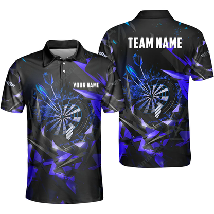 Team Black Blue Personalized Darts Button Polo
