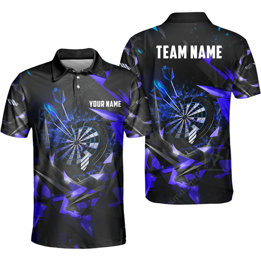 Team Black Blue Personalized Darts Button Polo