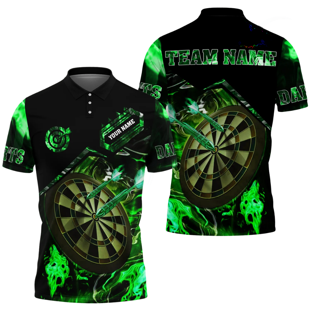 Flame Dartboard Personalized Darts Button Polo