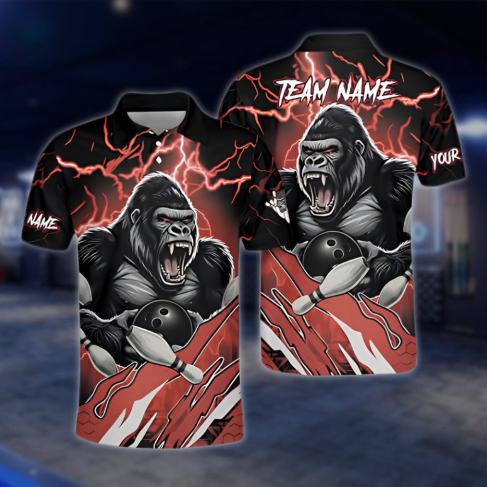Personalized Bigfoot Bowling Mens Polo Shirt Red And Black, Custom Bigfoot Bowling Shirt For Team BZ0961