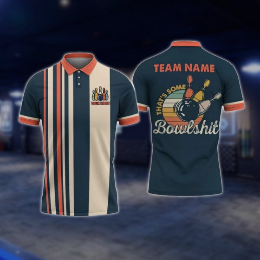 That's Some Bowlsh!t Custom Retro Bowling Mens Polo Shirt, Custom Funny Bowling Team Shirts BO0423