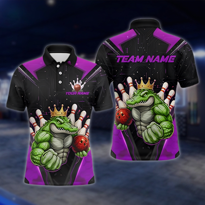 Personalized Aligator Muscle Bowling Mens Polo Shirt, Custom Alligator Bowling Shirt For Team BZ0880