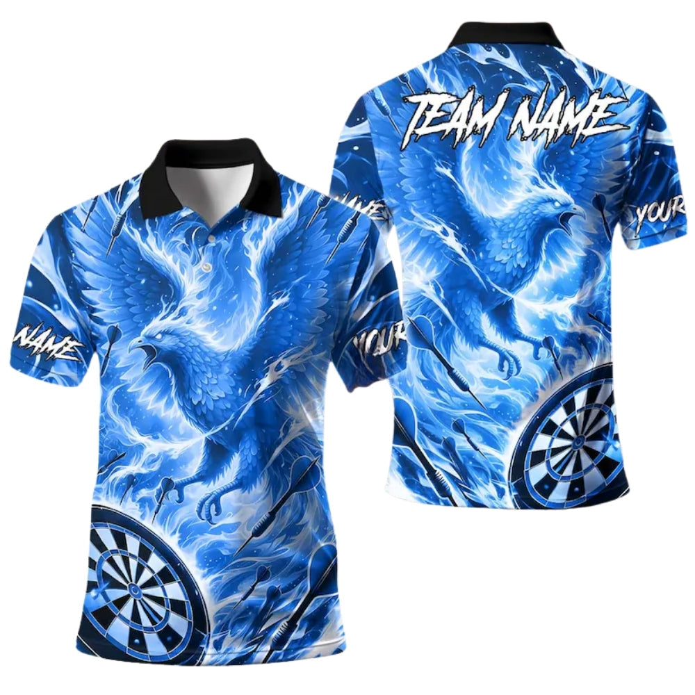 Flame Phoenix for Mens Personalized Darts Button Polo