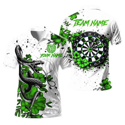 Snake Flower Mens Personalized Darts Button Polo