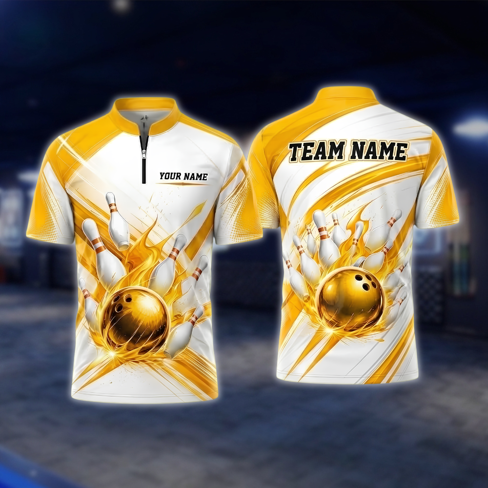 Personalized Flaming Ball Bowling Jersey Mens, Custom Flame Bowling Shirt For Team BZ0924