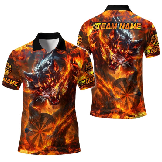 Wolf Flame Men's Personalized Darts Button Polo
