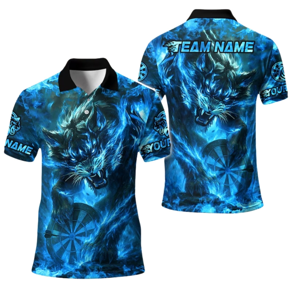 Wolf Flame Men's Personalized Darts Button Polo